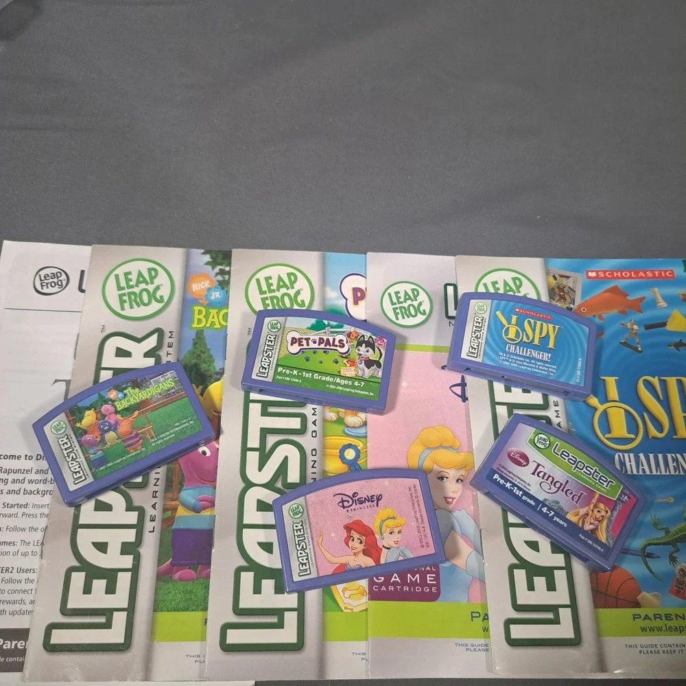 LeapFrog Leapster Game 5 Pc Disney Princess Tangled I Spy Backyardigans PetPals